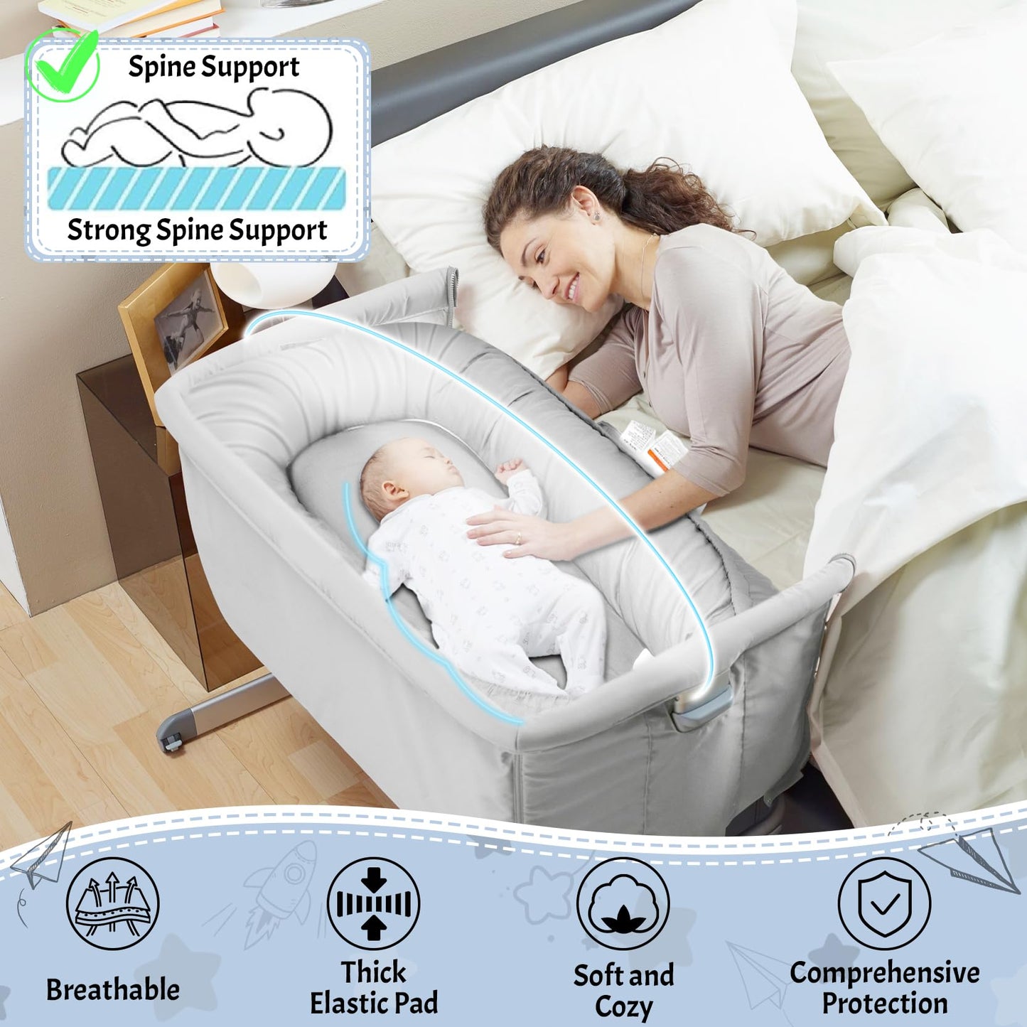 Baby Lounger, Infant Nest Cover, Newborn Lounger Cover Co Sleeper For Baby 0-24 Months, 100% Cotton Breathable Cosleeper For Bab