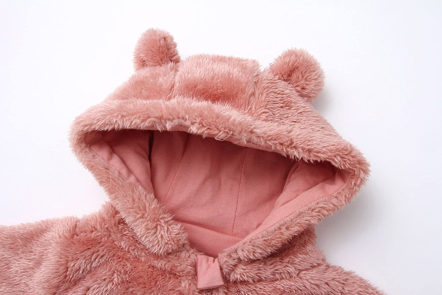 Babymine Toddler Girl Snowsuit Warm Fleece Romper Cute Cartoon Bear Hooded Footie Jumpsuit Pink For 0-12Month Toddler
