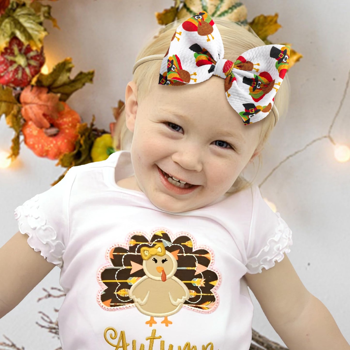 Yanjie Thanksgiving Baby Headbands Turkey Printed Hair Bows For Girls Baby Hairbands Toddler Accessories Gift For Girls Infants