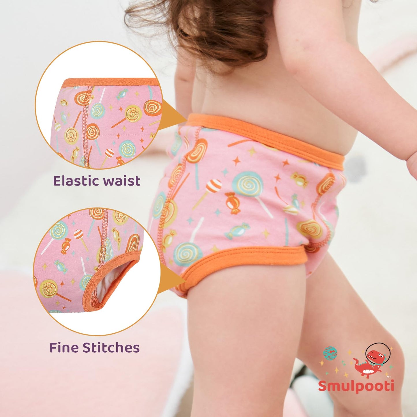 Smulpooti 8 Packs Reusable Training Pants 4T-5T For Potty Training And Strong Absorbent Plastic Training Pants For Toddlers Girl