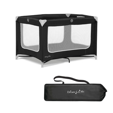 Dream On Me Zodiak Portable Playard In Black, Lightweight, Packable And Easy Setup Baby Playard, Breathable Mesh Sides And Soft