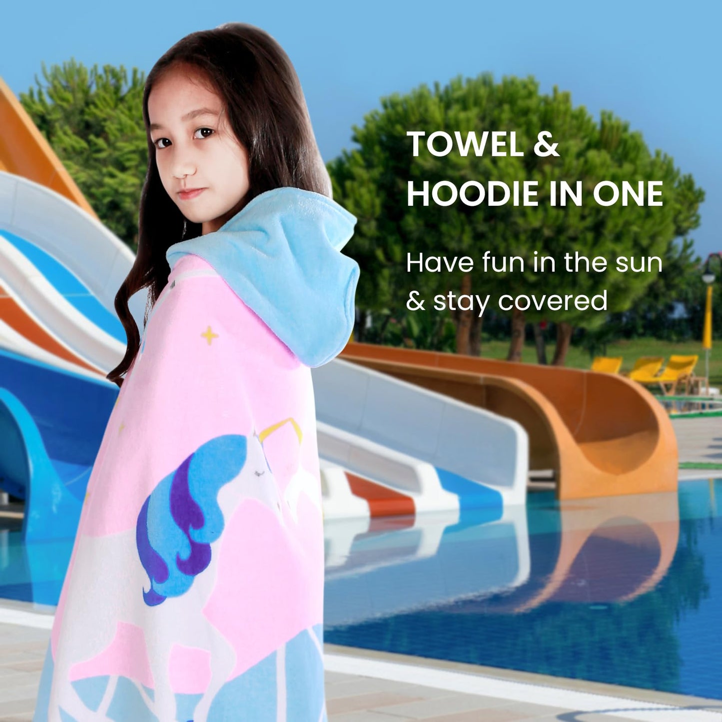 Bangsaur Kids Hooded Bath Beach Towels, Oversize 100% Cotton 50'X30' Wrap, Toddlers Girls 3-12 Years Coverup Double Unicorn