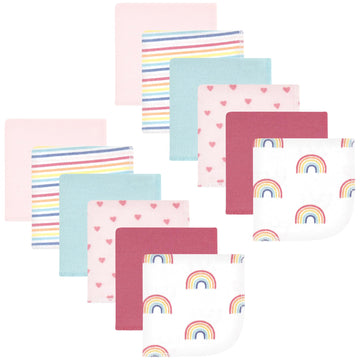 Hudson Baby Unisex Baby Flannel Washcloths, Creative Rainbow 12Pk, One Size