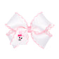 Wee Ones Girls' Easter Embellished Grosgrain Bow With Moonstitch Edge On A Weestay Clip, Handmade, Medium, Bunny Face Embroidery