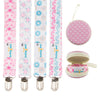 Babygoal Baby Girl Pacifier Clips With Pacifier Case, 4 Pack Metal Teething Clips & Pacifier Clips For Boys And Girls Fits Most
