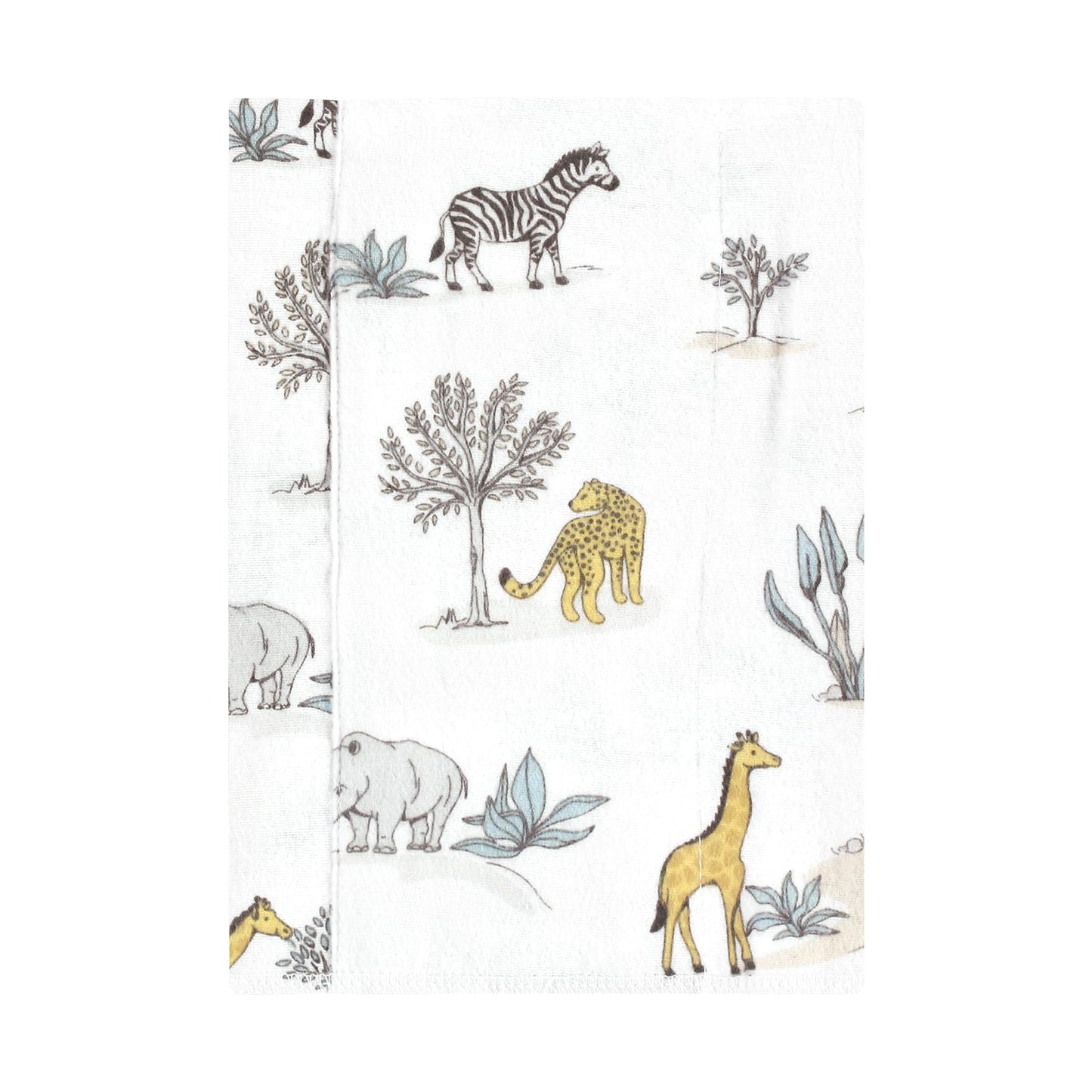 Hudson Baby Unisex Baby Cotton Flannel Burp Cloths 4-Pack, Boy Safari World, One Size