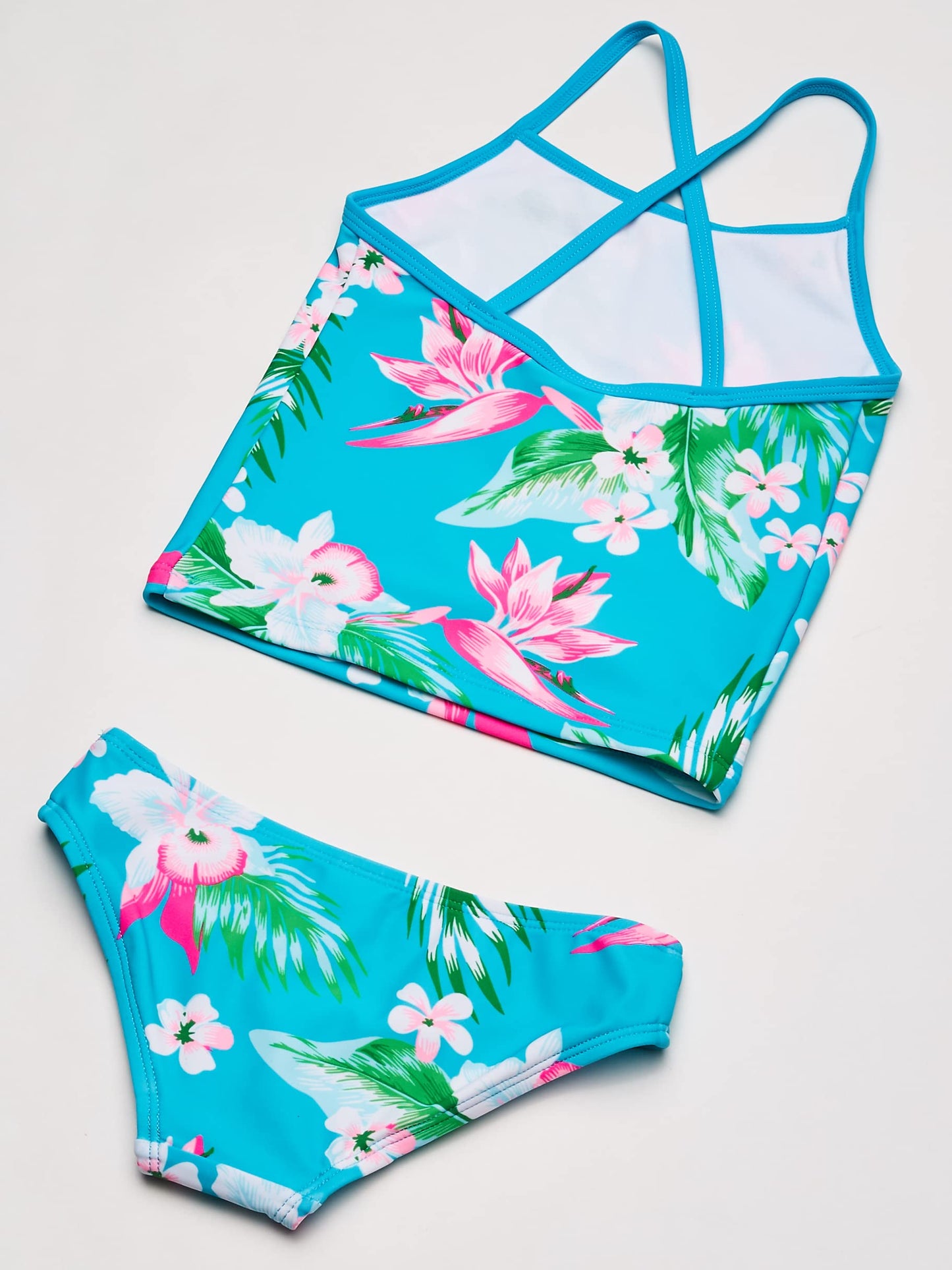 Kanu Surf Girls' Toddler Alania Floral Banded Tankini Beach Sport 2-Piece Swimsuit, Aqua, 2T