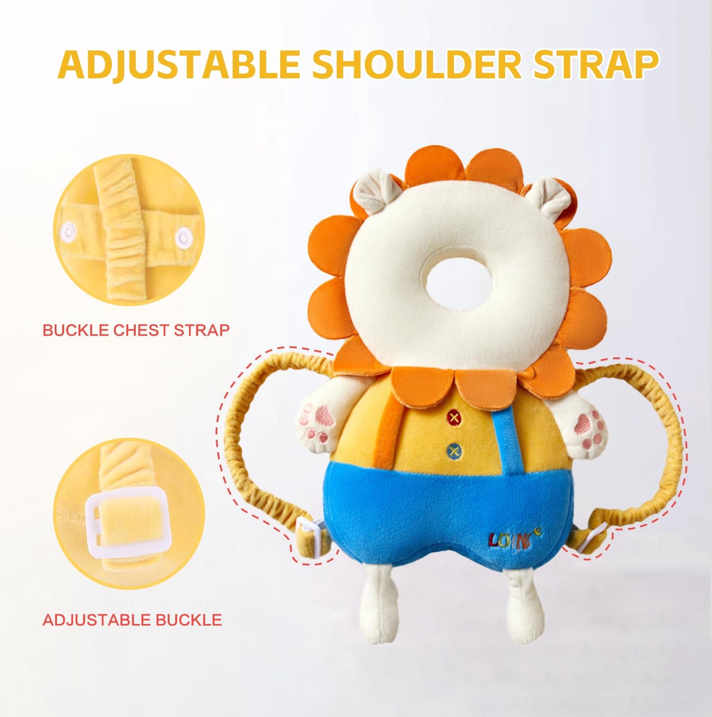 Baby Head Protector Backpack, Adjustable Baby Head Protection Backpack With Baby Knee Pads For Crawling, Soft, Breathable And We