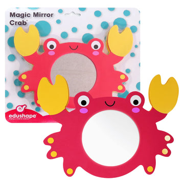 Edushape Magic Mirror - Shapes Crab Baby Mirror, Foam Bath Toys for Toddlers 1-3, Learning Cause & Effect, Cognitive Skills