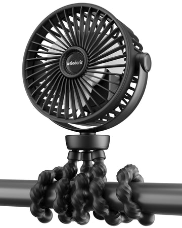 Portable Stroller Fan, 5200 mAh Rechargeable Personal Fan, with 360 Rotate Flexible Tripod and TYPE-C Port 3 Speed Small Mini US
