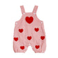 Nibbcoa Baby Boy Valentines Outfit Heart Embroidery Bubble Romper Striped Sleeveless Onesie Newborn Boy Clothes (Red, 3-6 Months