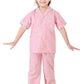 Baby Closet 100% Cotton Night Suit for Kids, Pink Bunny Print, Half Sleeves Shirt and Pajamas for Boys & Girls, Cotton Sleepwear