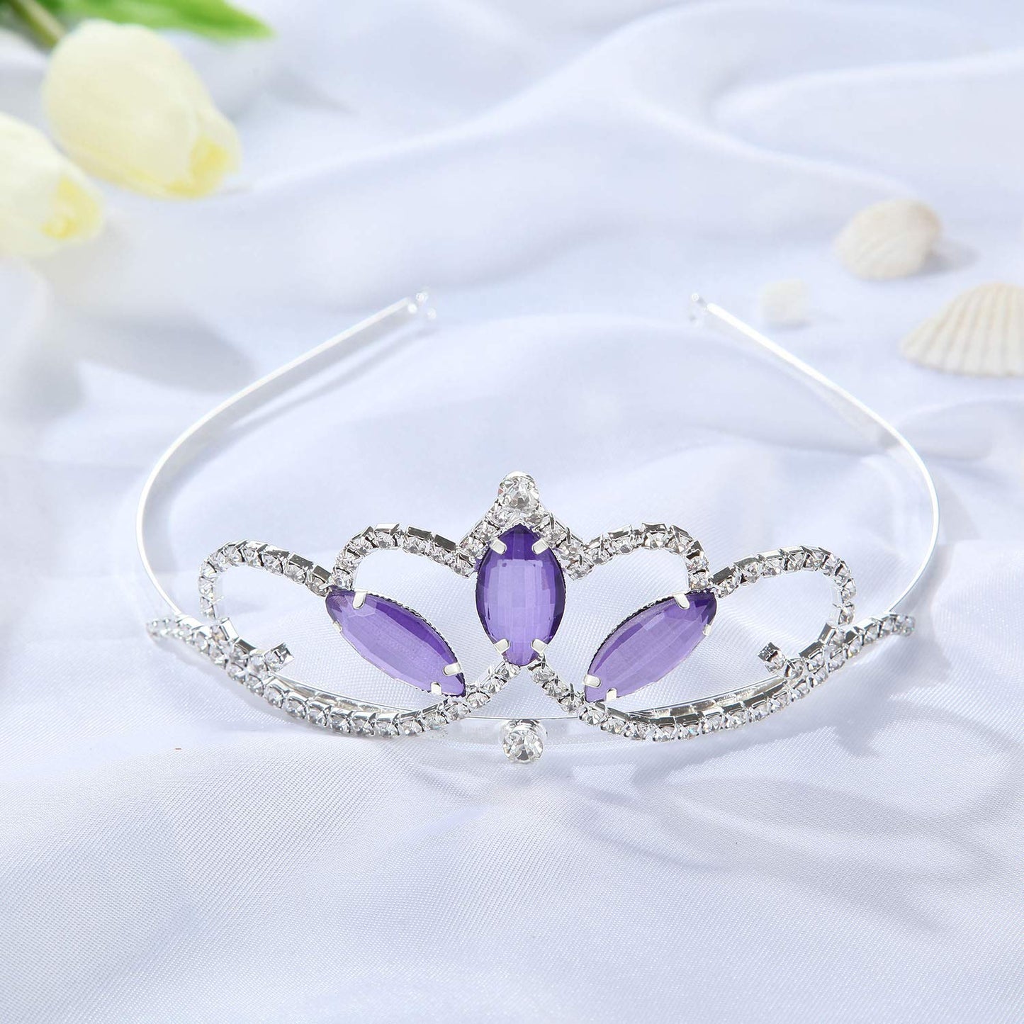 Vinjewelry Sofia Princess Tiara Amulet Costume Accessories Crystal Crown Silver Plated Birthday Gifts For Girls