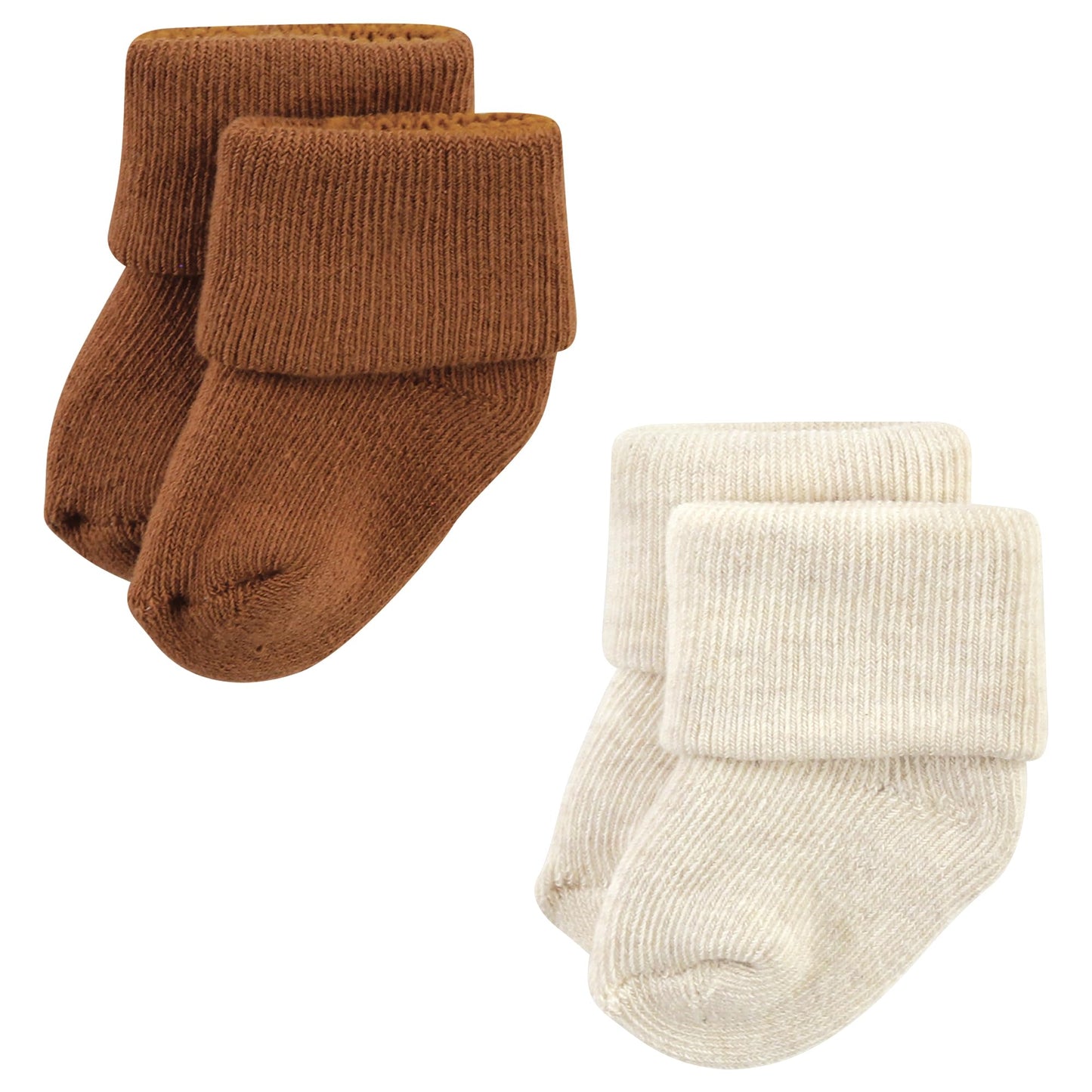 Hudson Baby Unisex Baby Cotton Rich Newborn And Terry Socks, Pink Tan Stripe, 0-6 Months