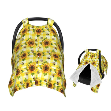 Muishi Yellow Sunflowers and Bees Baby Car Seat Canopy Nursing Cover for Newborn Car Seat Breastfeeding Covers Blanket Newborn S