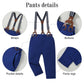 Yallet Toddler Baby Boy Clothes Suit Gentleman Wedding Outfits, Formal Dress Shirt+Bowtie+Vest+Boutonniere+Suspender Pants(V Blu