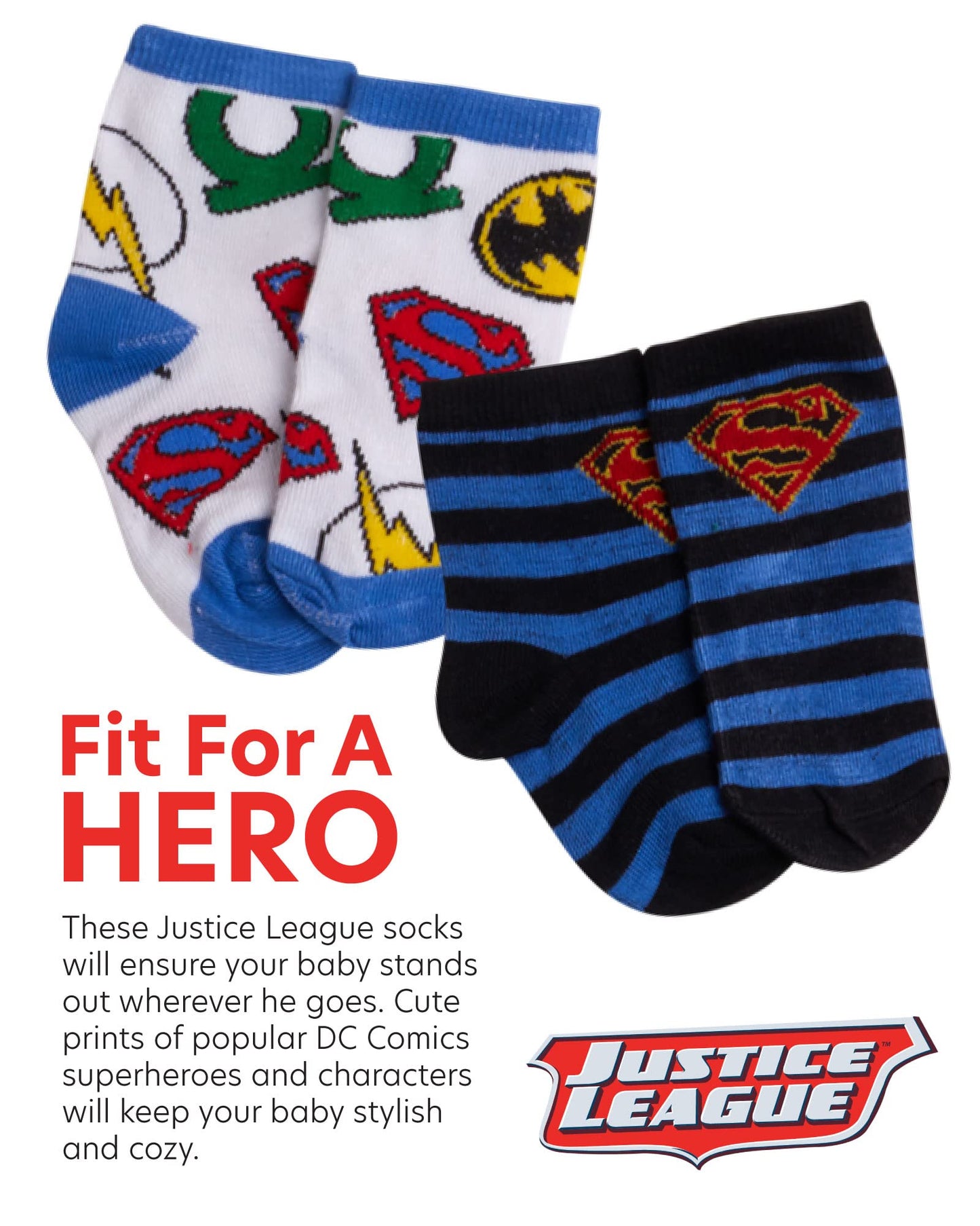 Dc Comics Baby Boys/Girls 12 Pack Socks: Batman, Wonder Woman, Superman, Justice League, Super Girl, Size Age 12-24M, Green/Blue