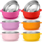 Nuogo 6 Pcs Stainless Steel Baby Bowls with Removable Silicone Shell 304 Toddler Bowls Kids Anti Scald Snack Container for Food 