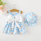 Baby Girl Dress Newborn Boho Summer Dress Halter Short Sleeve Daisy Dresses Blue Baby Outfit Set Infant Clothes For Girls 0-3 Mo