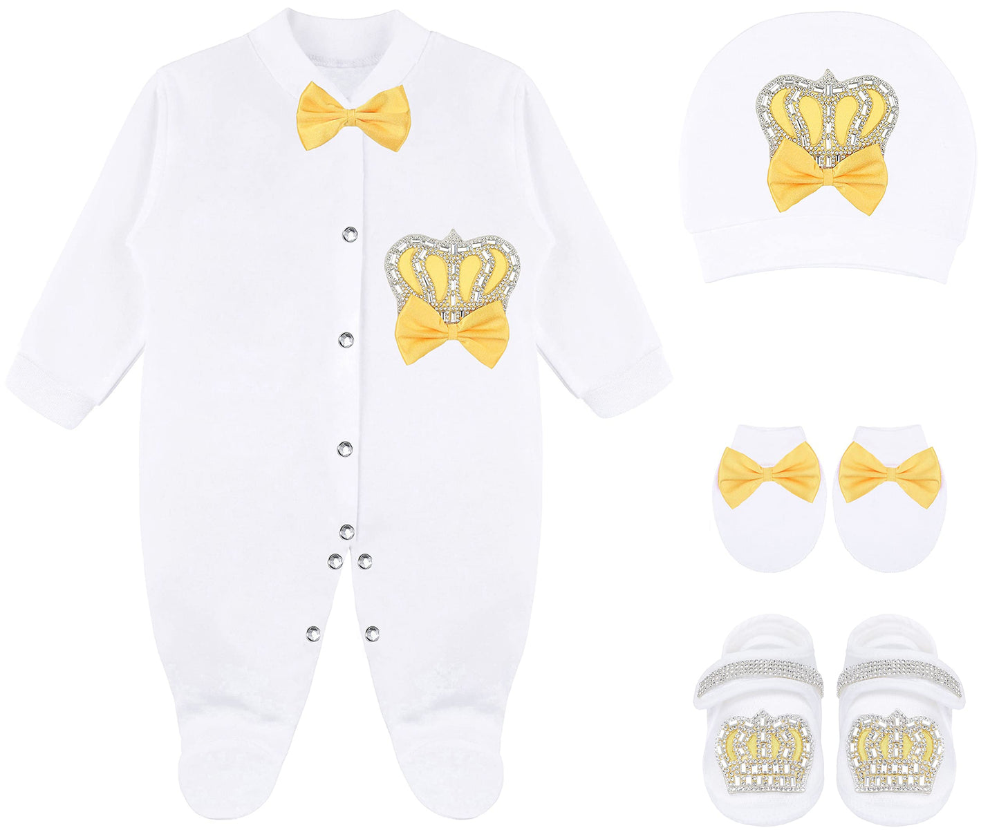 Lilax Baby Girl Newborn Jewels Layette 4 Piece Gift Set 0-3 Months (0-3 Months, Yellow)