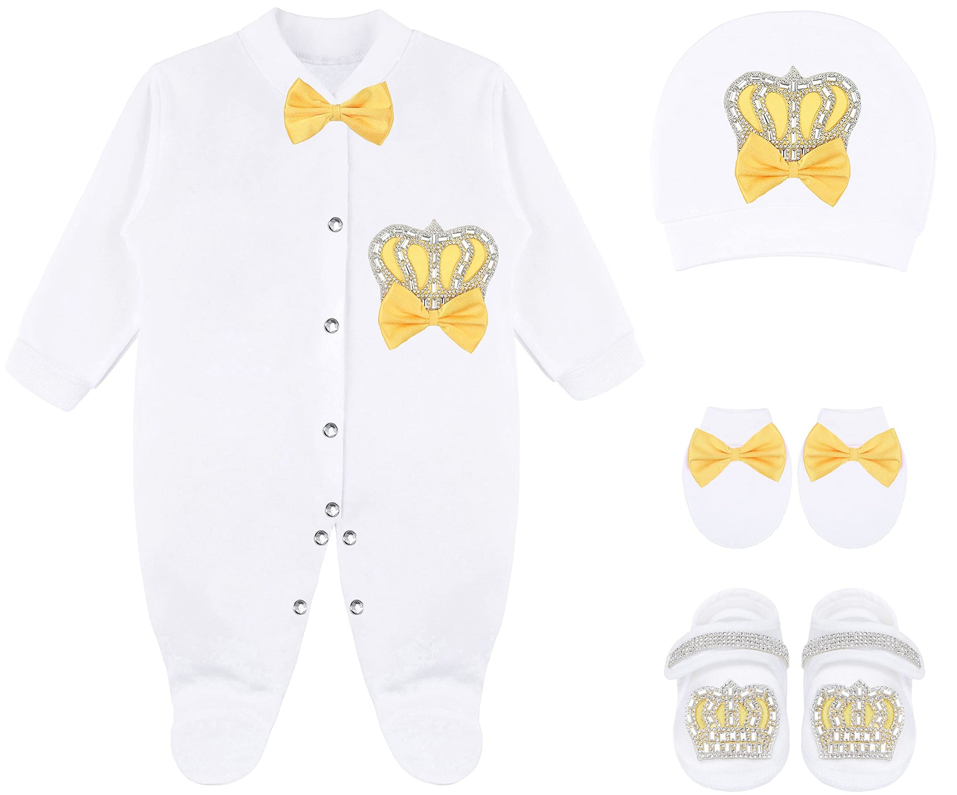 Lilax Baby Girl Newborn Jewels Layette 4 Piece Gift Set 0-3 Months (0-3 Months, Yellow)