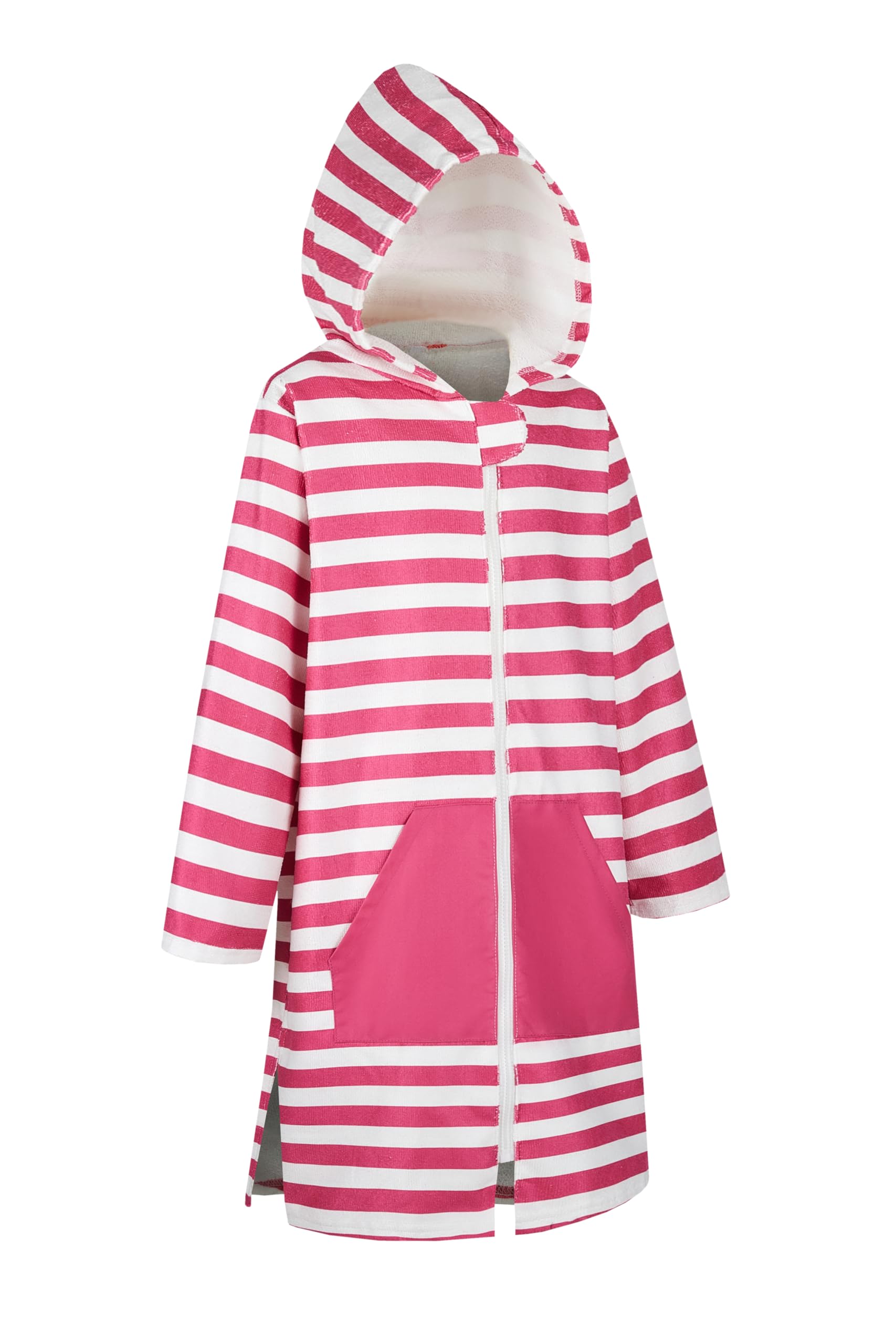 Missshorthair Kids' Hooded Towel Poncho With Zipper | Beach Cover-Up With Pockets | Microfiber Bathrobe For Boys & Girls Zipper-