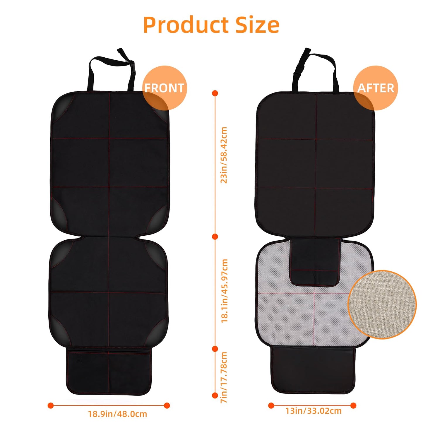 Smart Elf Car Seat Protector For Child Car Seat, 1Pack Car Baby Seat Protector With Red Line Design, Car Seat Mat With Non-Slip
