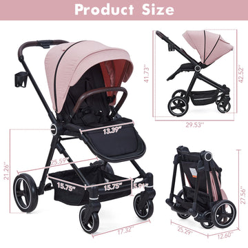 2-In-1 Baby Stroller Travel Stroller Reversible Stroller, Bassinet Stroller With Convenient One-Handed Folding Feature Stroller