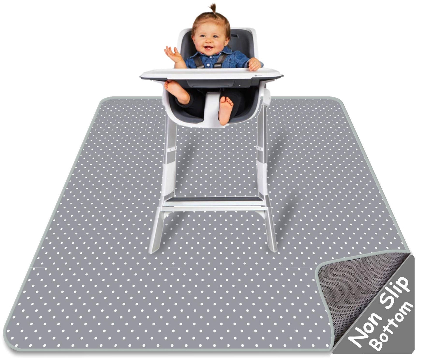 Splat Mat For Under High Chair - Splash Mat  Large 51' X 46' Size  Washable & Water Resistant  Avoid Messes  Multiple Uses  Ea