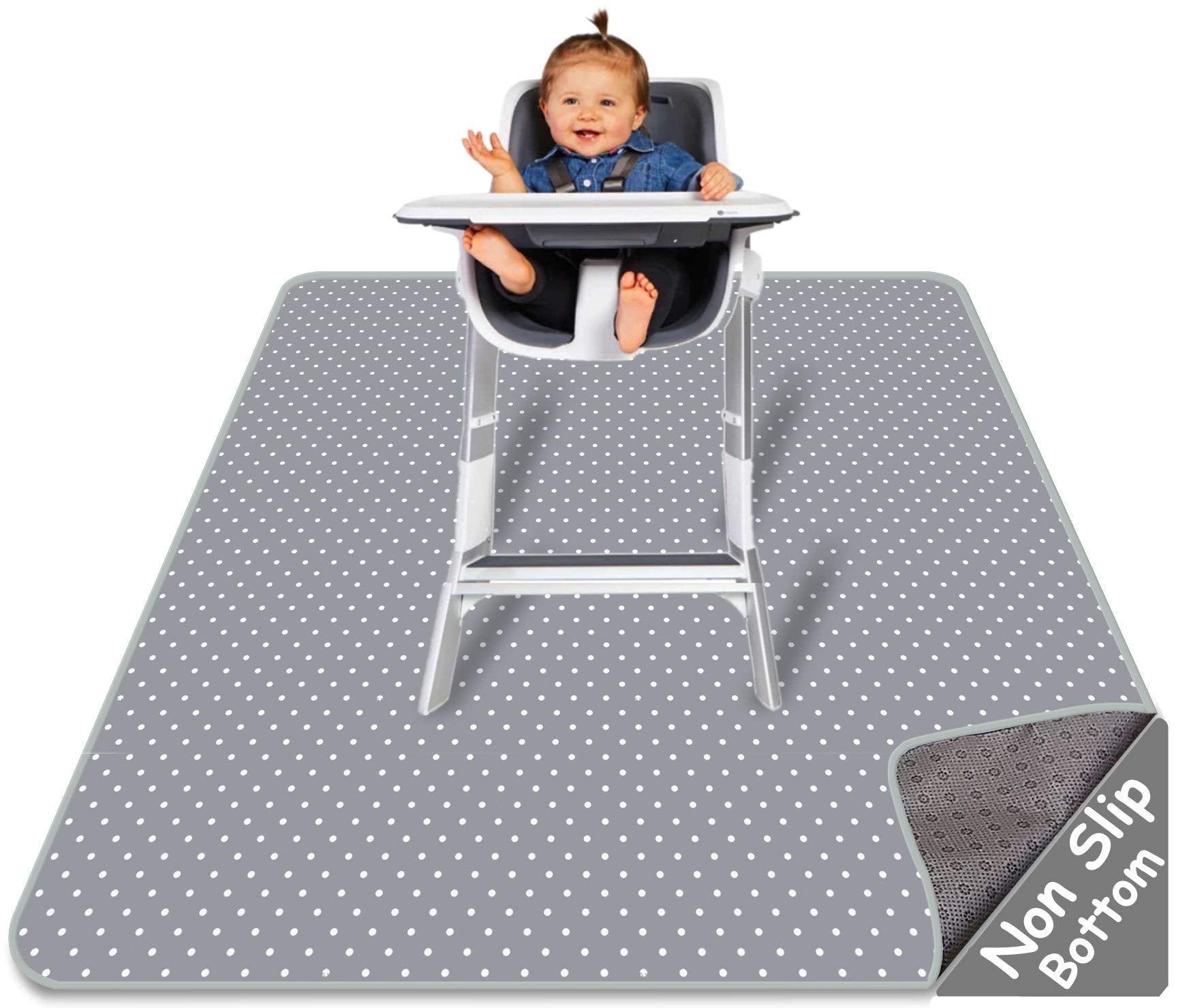 Splat Mat For Under High Chair - Splash Mat  Large 51' X 46' Size  Washable & Water Resistant  Avoid Messes  Multiple Uses  Ea