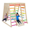 Edostory 7 In 1 Pikler Indoor Playground Jungle Gym Playset, Wooden Montessori Climber With Slide, Rock Climb Wall, Monkey Bars,