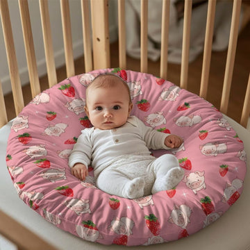 Babrukda Pig Strawberry Baby Lounger Cover for Newborn Baby Lounger Pillow Cover Baby Nest Breathable Infant Floor Seat Cover Re