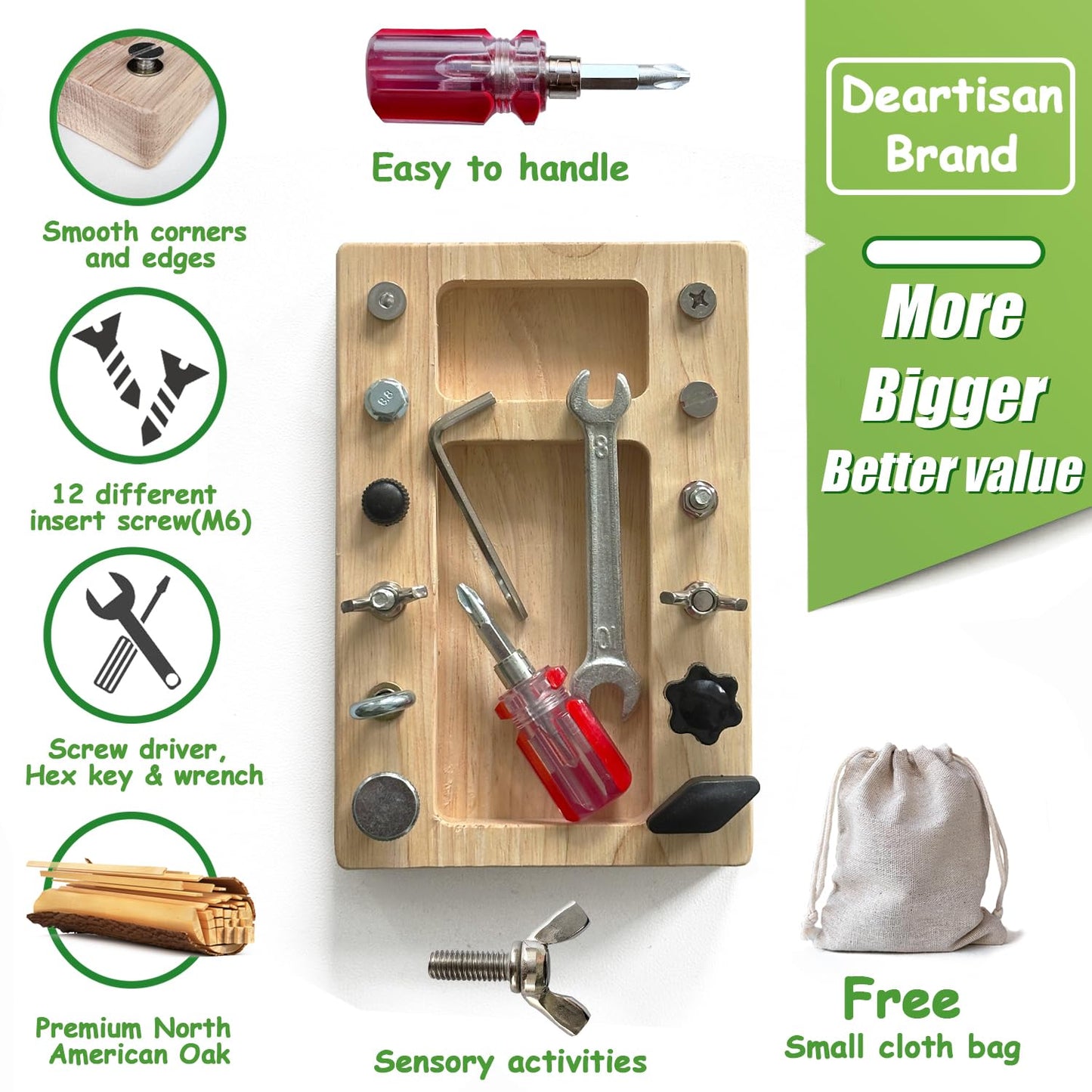 Montessori Screwdriver Board Set, Real 17 Pcs & 12 Holes Fine Motor Skills 3 4 5 +Kids Patience Basic Life Skill Educational Woo