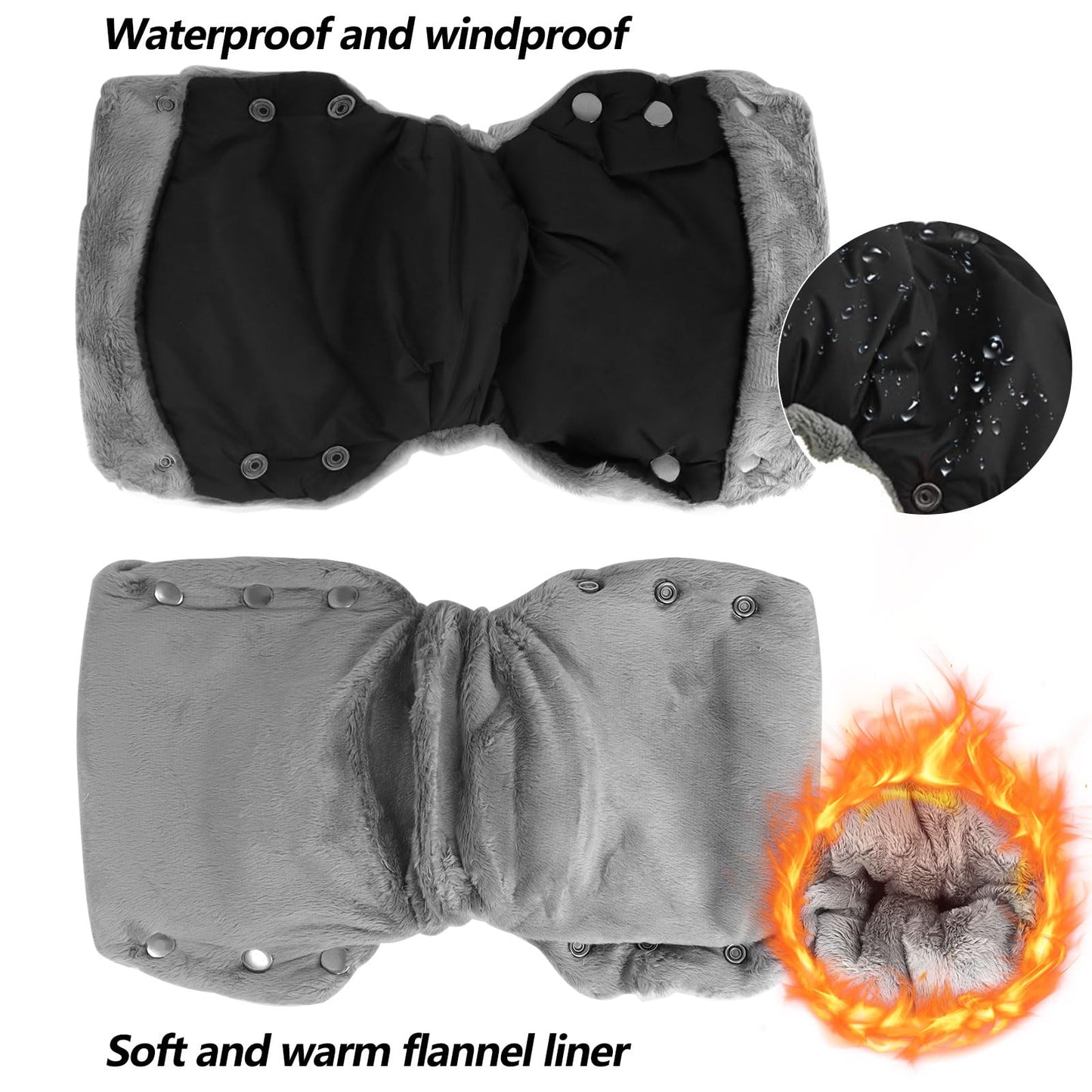 Baby Stroller Gloves, Extra Thick Stroller Hand Muff Winter Waterproof Stroller Mittens Universal Anti-Freeze Gloves For Parents