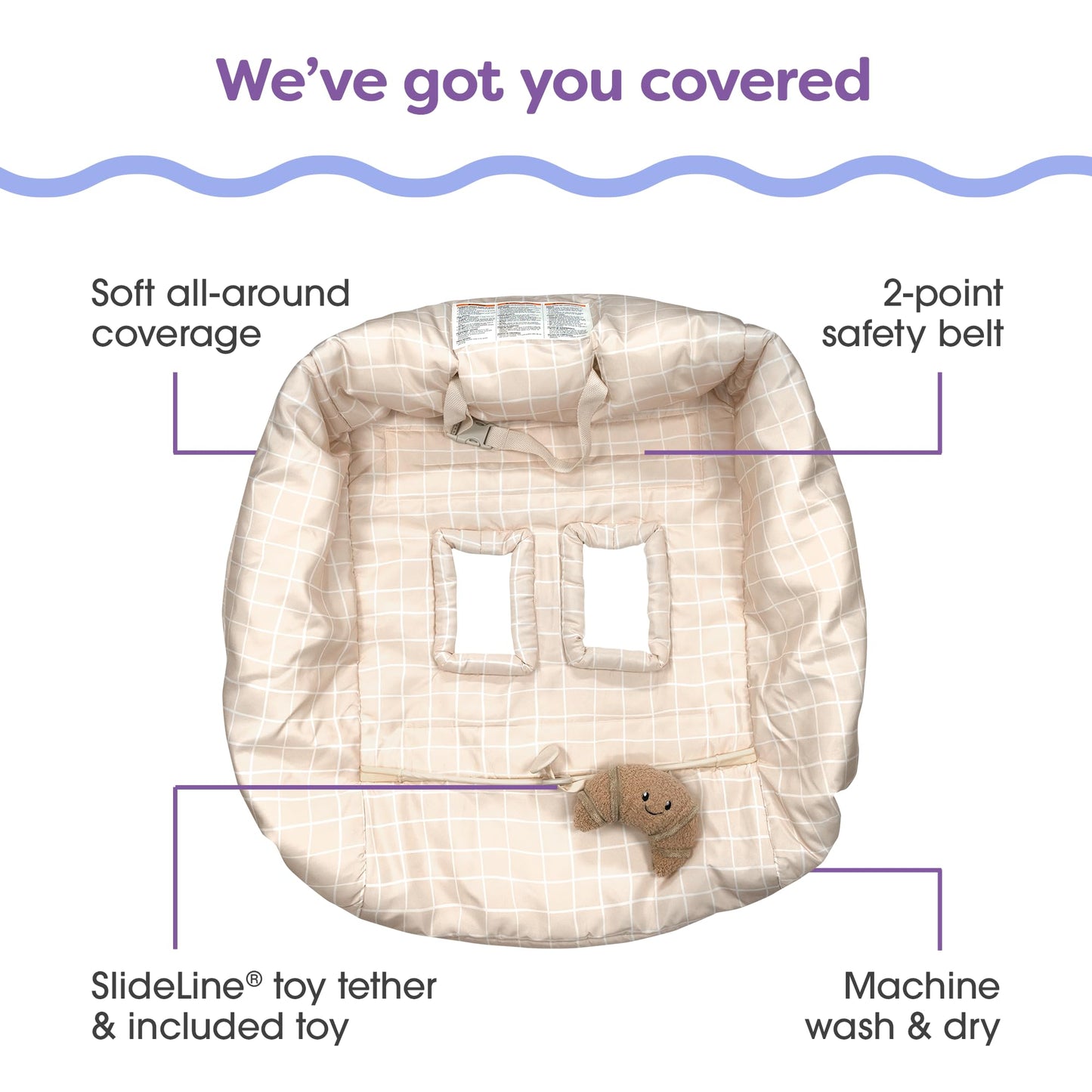 Boppy Shopping Cart Cover, Almond Croissant, Cart Cover For Babies With Soft 360-Degree Coverage, Safety Harness, And Slideline
