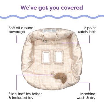 Boppy Shopping Cart Cover, Almond Croissant, Cart Cover For Babies With Soft 360-Degree Coverage, Safety Harness, And Slideline