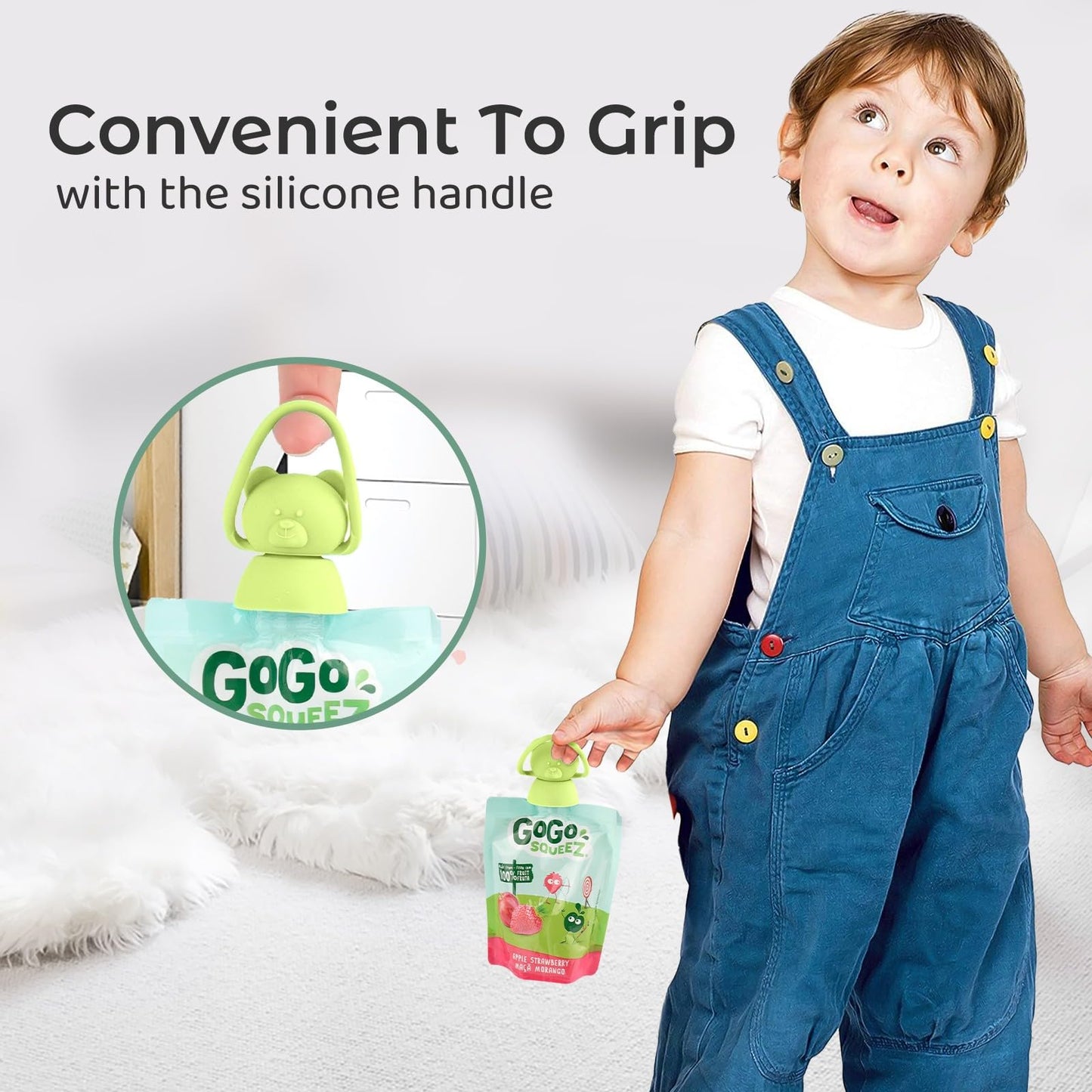 Giichen Soft Sip Food Pouch Topper - Food Grade Silicone Pouch Tops For Baby Prevent Spills, Led Weaning, Self Feeding, Protects