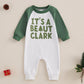 Fybitbo Infant Baby Boy Girl Clothing Its A Beaut Clark Jumpsuit Romper Newborn First Christmas Outfit One Piece Clothes (Green-