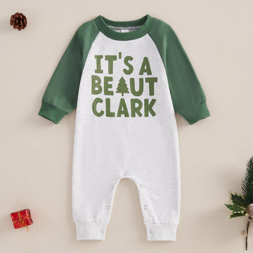 Fybitbo Infant Baby Boy Girl Clothing Its A Beaut Clark Jumpsuit Romper Newborn First Christmas Outfit One Piece Clothes (Green-