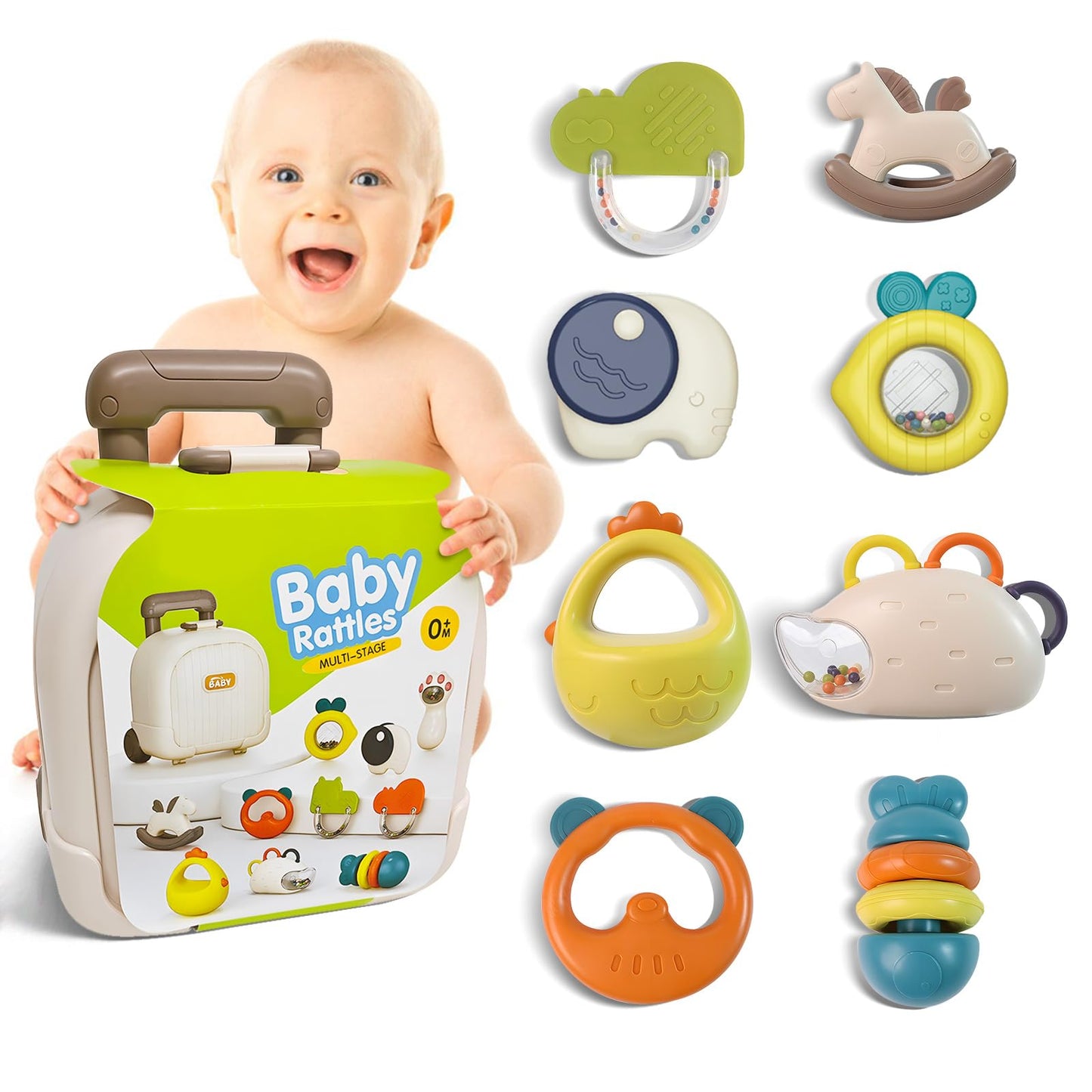 SUPVIB Newborn Toys, Baby Rattles 0-6 Months, Baby Toys 0-3 Months,Rattles for Babies 6-12 Months, Infant Teething Toys, Baby 3-