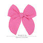 5.5 Inch Hot Pink Fable Hair Bow: Handmade Linen Cotton Hair Clip For Girls - 1 Pcs