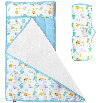 Moonsea Nap Mat For Toddlers Dinosaur With Removable Pillow And Fleece Minky Blanket, Lightweight Perfect For Kids Preschool, Da