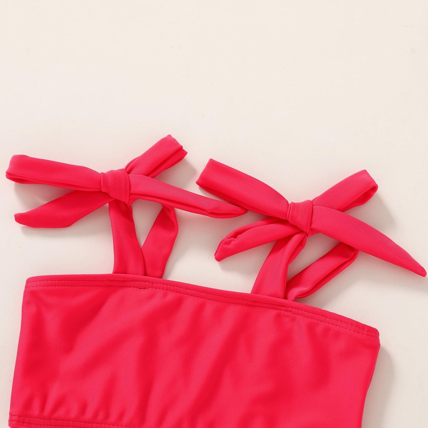 Younger Tree Toddler Girls Two Pieces Swimsuit Color Block Stripe Swimwear Summer Beach Bathing Suit 18M-5T(Red#Flower 2-3T)