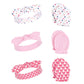 Little Treasure Baby Girl Cotton Headband And Scratch Mitten Set, Confetti, One Size