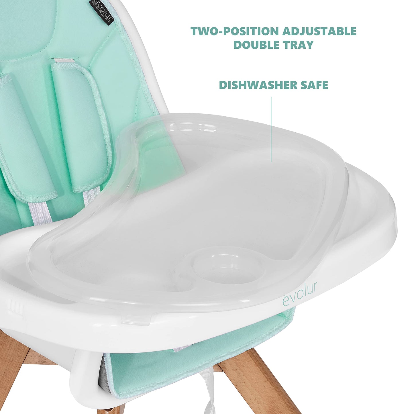 Evolur Zoodle 2 in 1 Convertible Baby High Chair in Mint