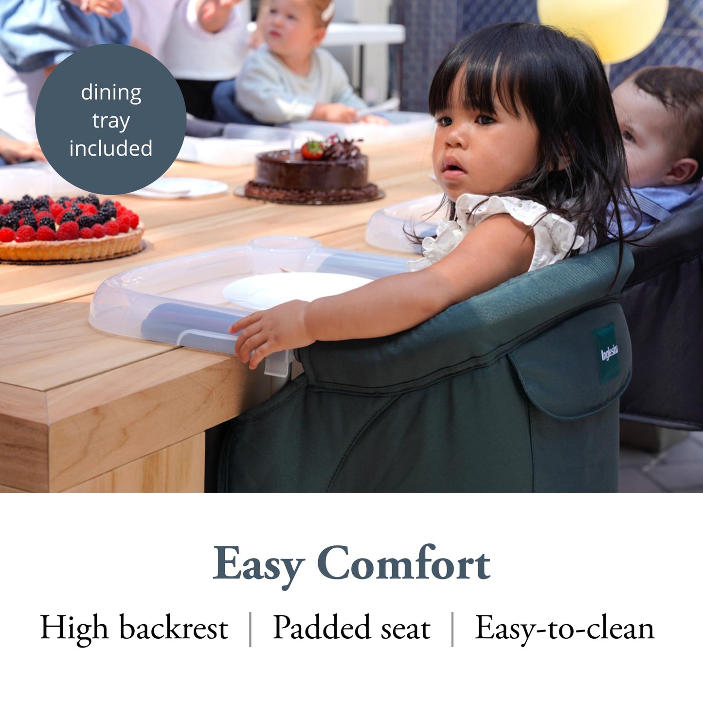 Inglesina Fast Table Chair - Dark Green + Fast Dining Tray - Portable High Chair For Baby & Toddlers, 6-36 Months - Fits Tables