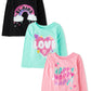 The Children'S Place Baby-Girls And Toddler Assorted Everyday Long Sleeve Graphic T-Shirts,Multipacks Happy/Rainbow/Love 3-Pack