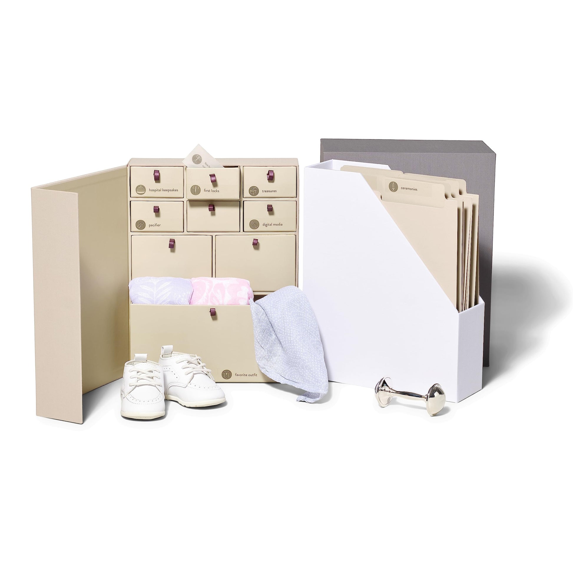 Savor | The Original Deluxe Baby Keepsake Box | Fabric Bound Acid-Free Gender-Neutral Minimalist Newborn Keepsake And Memory Org