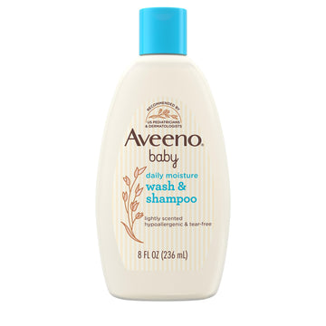 Aveeno Baby Daily Moisture Gentle Body Wash & Shampoo With Oat Extract, 2-In-1 Baby Bath Wash & Hair Shampoo, Tear- & Paraben-Fr