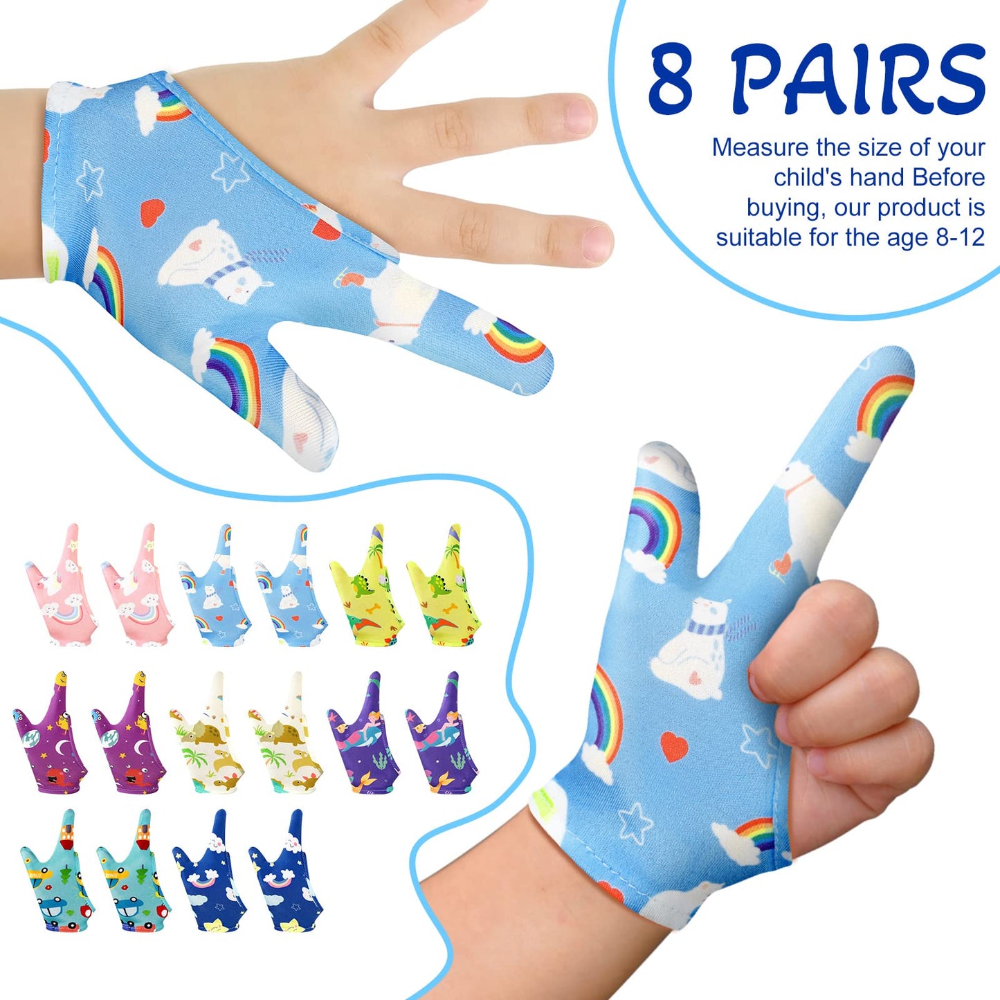 16 Pcs Thumb Sucking Stop For Kids Chewy Gloves Stop Breathable Thumb Sucking Stop Thumb Guard For Thumb Sucking Nail Biting Glo